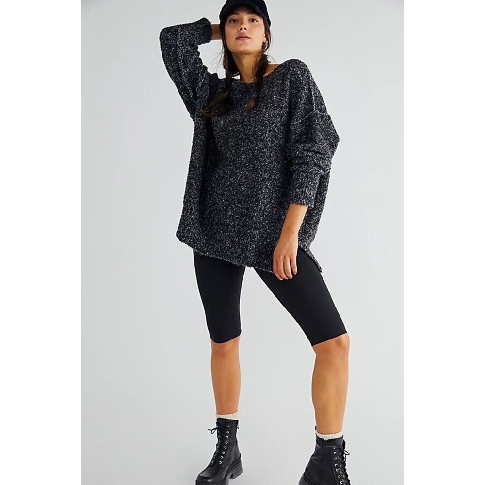 Free People Speckled Chunky Knit Oversized Relaxed Tunic Sweater (NWT)